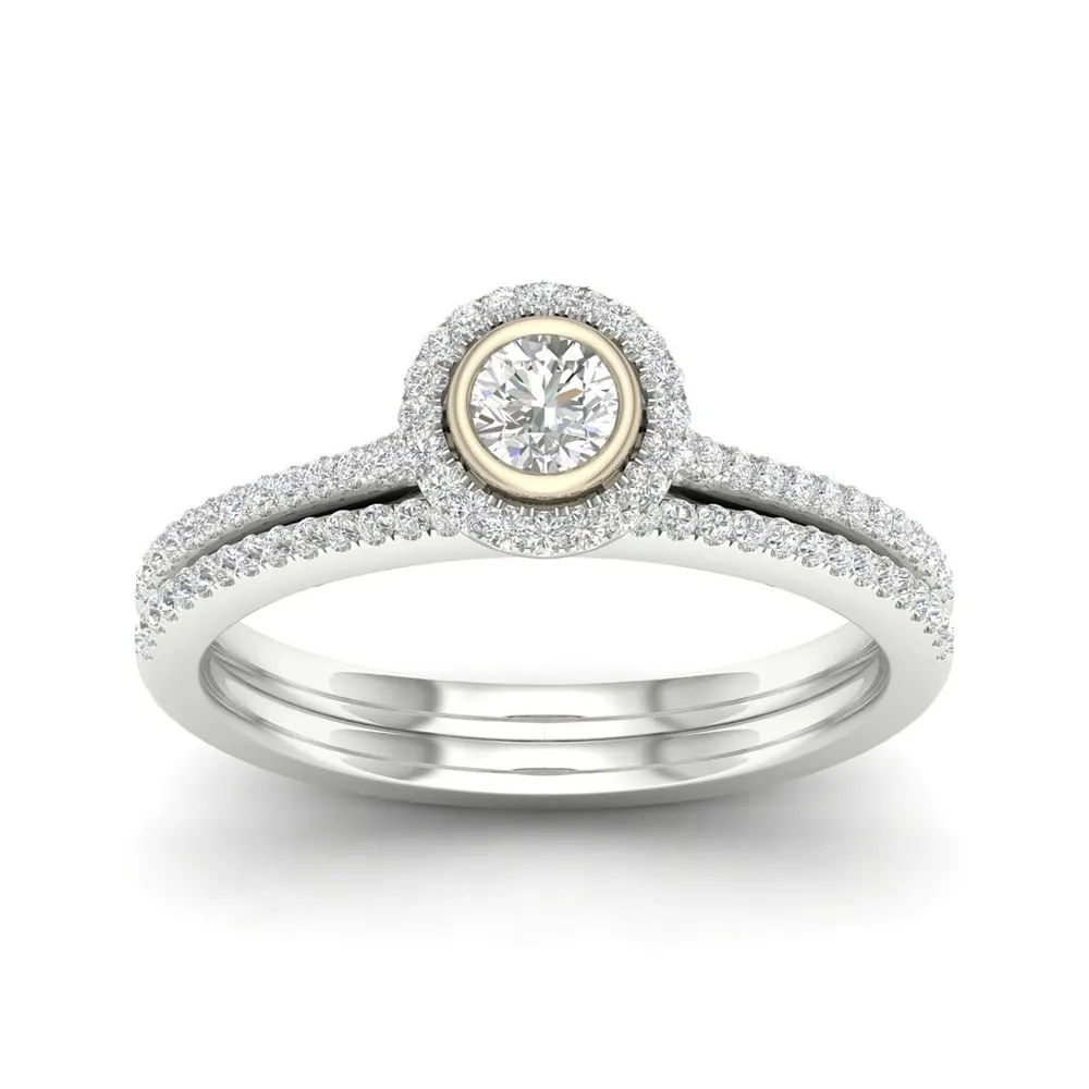 De Couer 10k Gold 3/8ct TDW Diamond Halo Bridal Ring sold by Zulily product image thumbnail 5