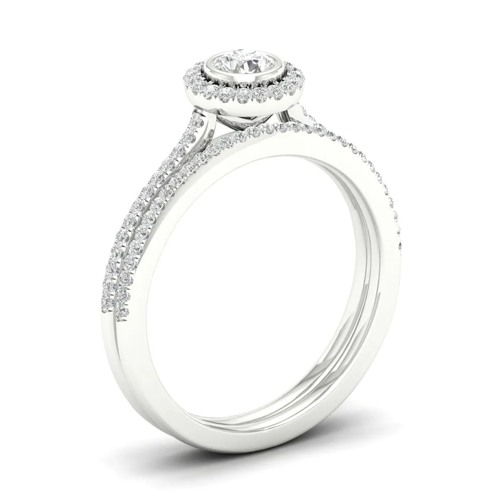 De Couer 10k Gold 3/8ct TDW Diamond Halo Bridal Ring sold by Zulily product image thumbnail 2
