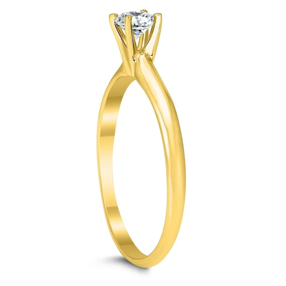 1/4 Carat Round Diamond Solitaire Ring in 14K Yellow Gold (L-M Color, I2-I3 Clarity) sold by Zulily product image thumbnail 3