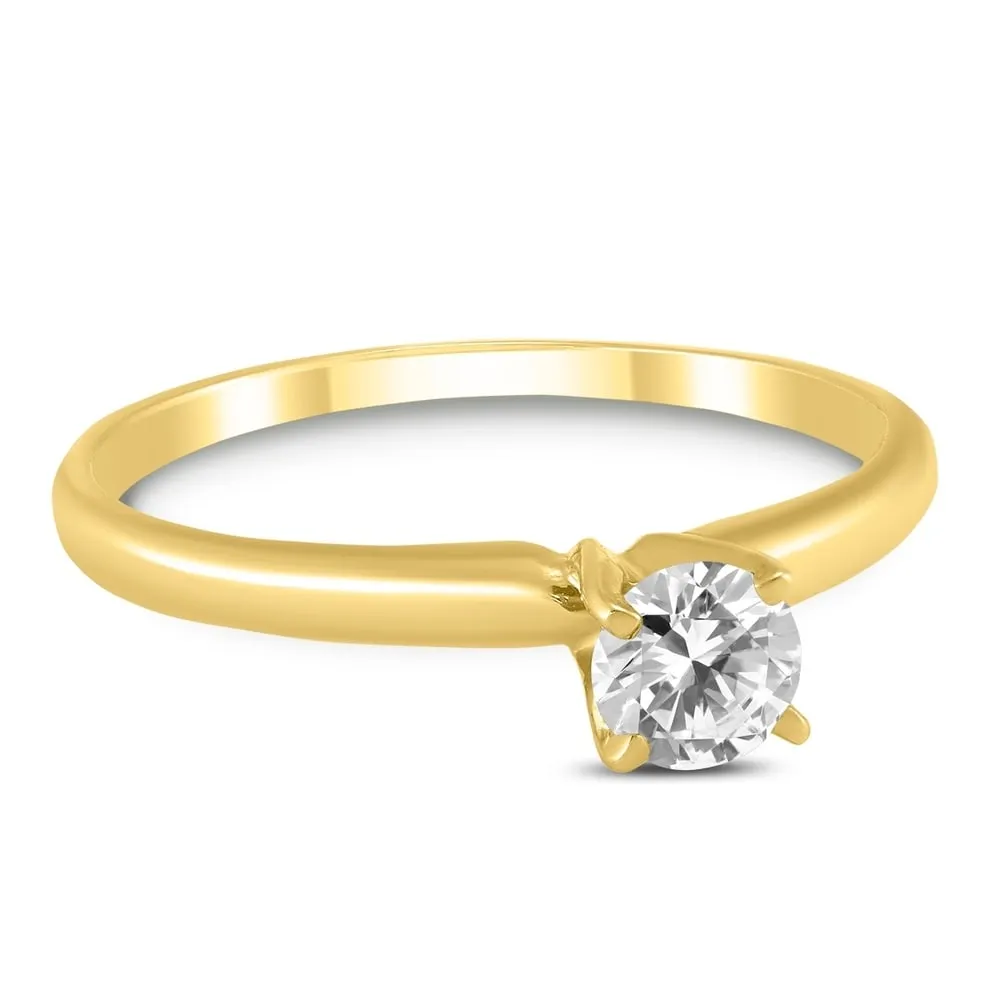 1/4 Carat Round Diamond Solitaire Ring in 14K Yellow Gold (L-M Color, I2-I3 Clarity) sold by Zulily