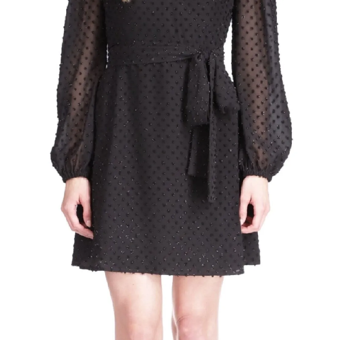 Michael Kors Women's Tonal Swiss Dot Wrap Dress Black Size Petite Small sold by Zulily product image thumbnail 3