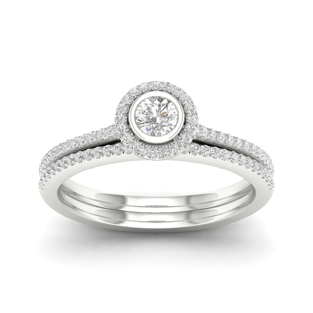 De Couer 10k Gold 3/8ct TDW Diamond Halo Bridal Ring sold by Zulily