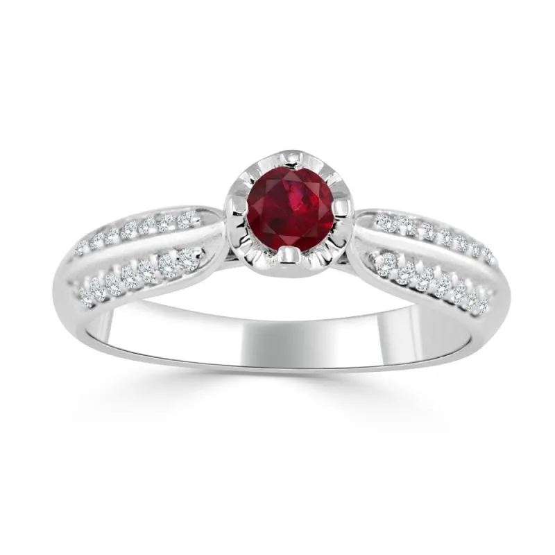 Auriya 1/5ct Ruby and 1/7ct TDW Diamond Engagement Ring 14K Gold sold by Zulily