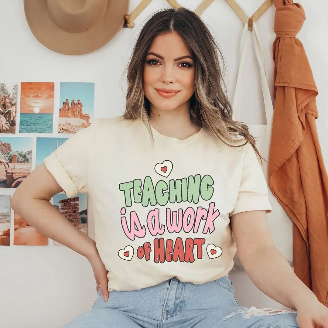 Teaching Is a Work Of Heart Words Short Sleeve Tee sold by Zulily product image thumbnail 3