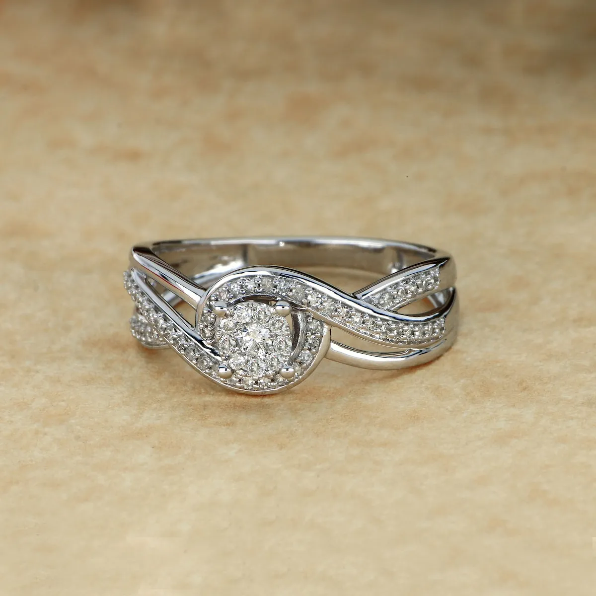 De Couer 10k White Gold 1/4ct TDW Diamond Bypass Cluster Ring sold by Zulily product image thumbnail 2