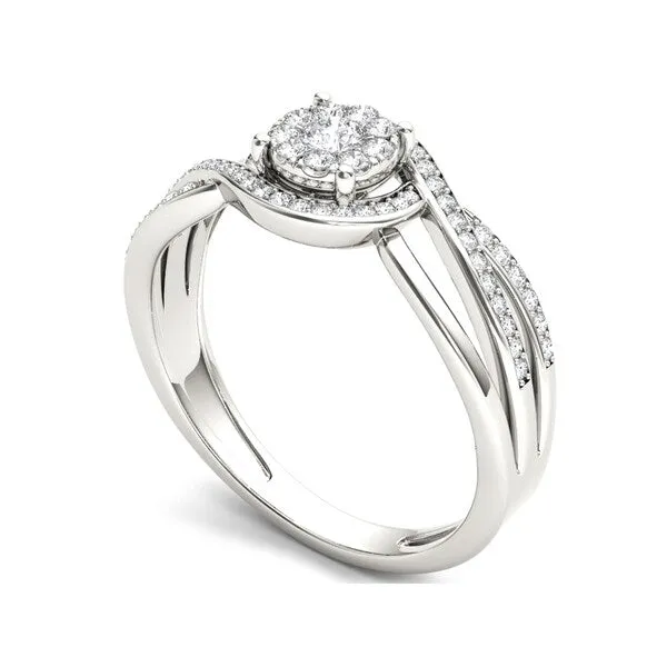 De Couer 10k White Gold 1/4ct TDW Diamond Bypass Cluster Ring sold by Zulily product image thumbnail 5