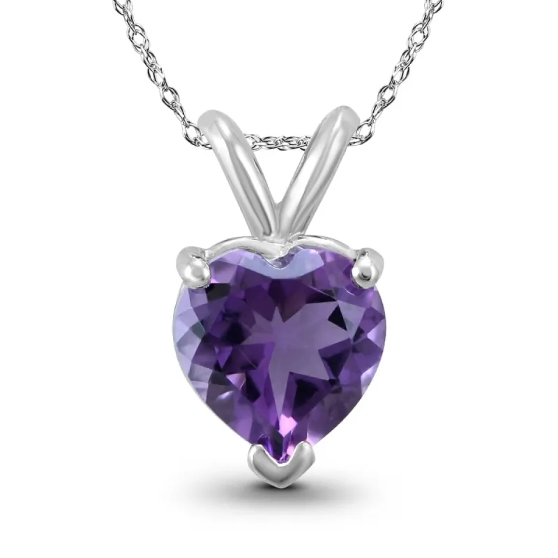 14K White Gold 7MM Heart Amethyst Pendant sold by Zulily