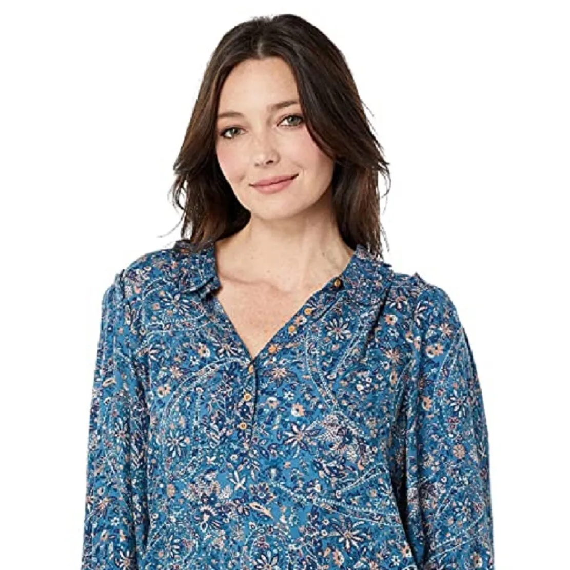 Lucky Brand Women's Paisley Ruflle Collar Blouse Blue sold by Zulily product image thumbnail 2