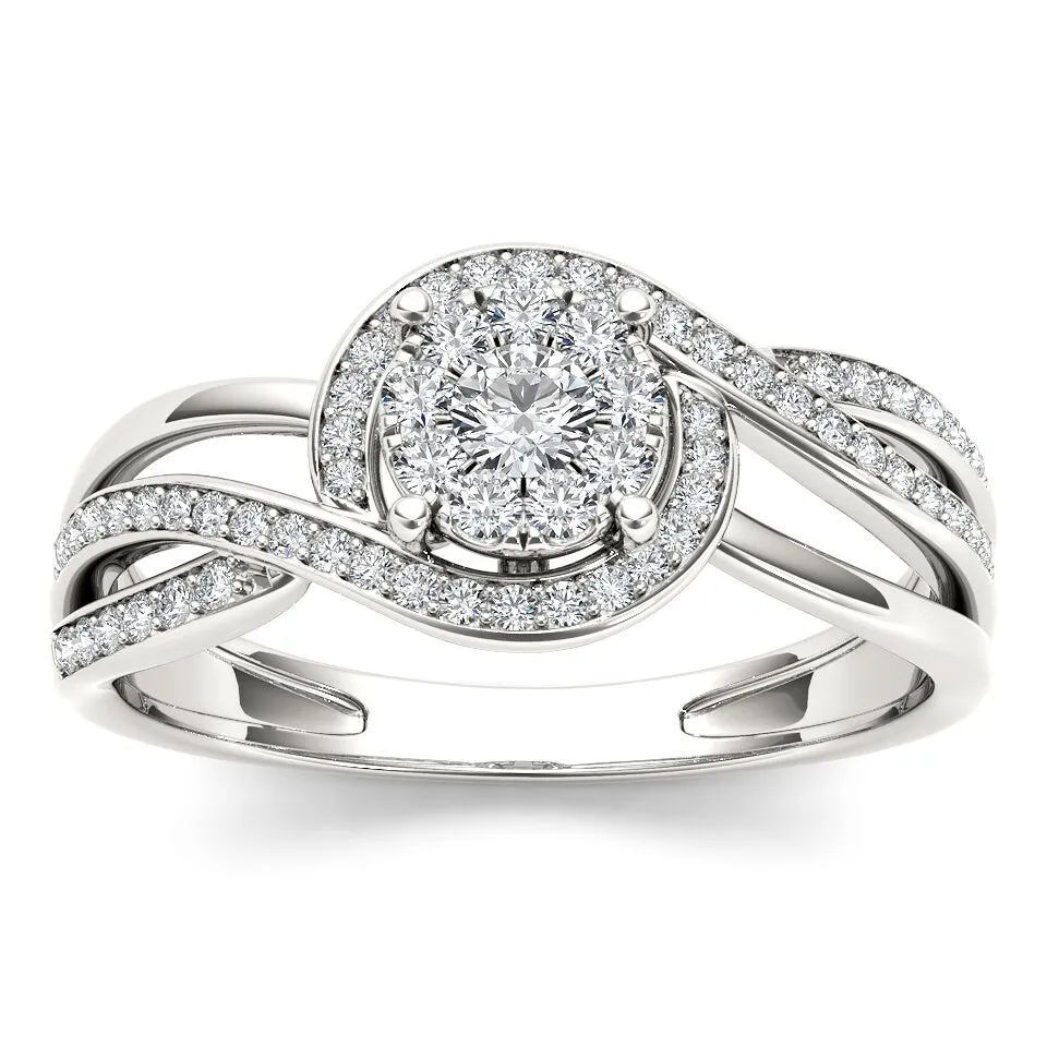 De Couer 10k White Gold 1/4ct TDW Diamond Bypass Cluster Ring sold by Zulily product image thumbnail 4