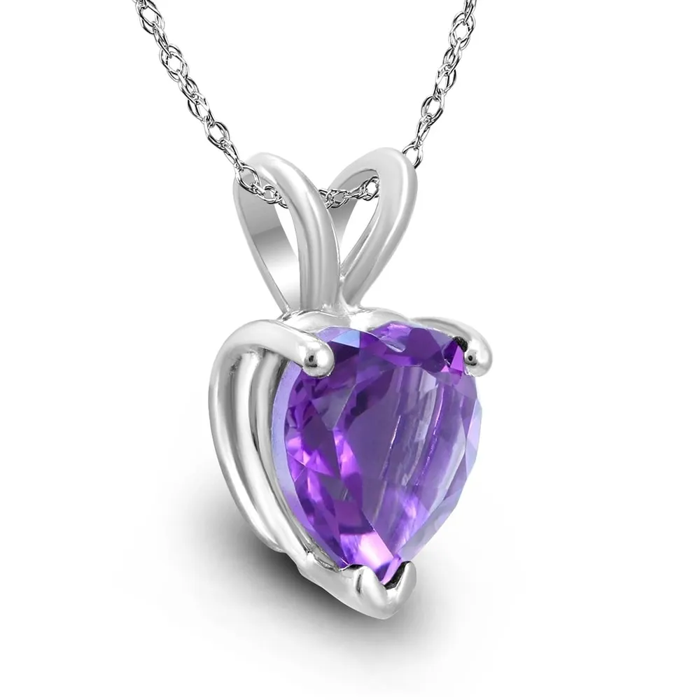 14K White Gold 7MM Heart Amethyst Pendant sold by Zulily product image thumbnail 2