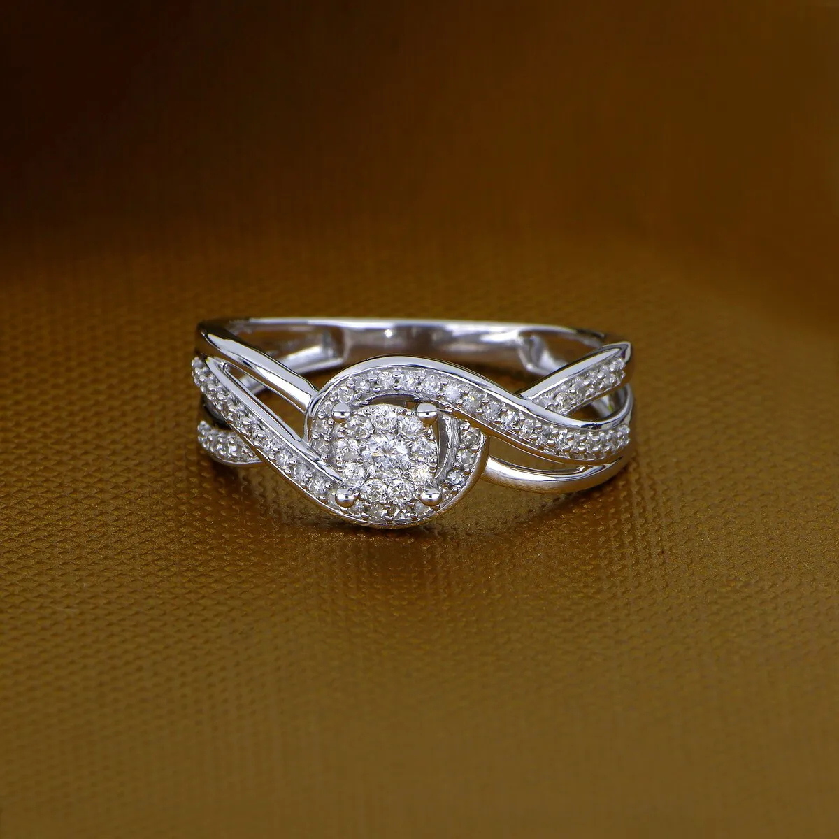 De Couer 10k White Gold 1/4ct TDW Diamond Bypass Cluster Ring sold by Zulily