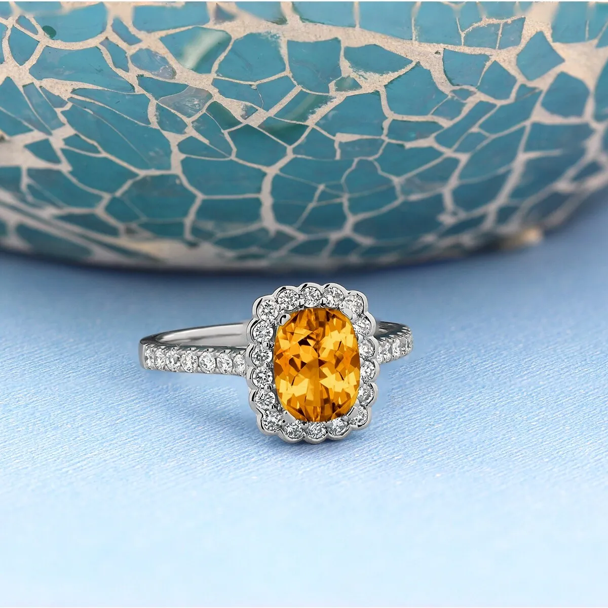 Auriya Vintage 1 1/3ct Cushion-cut Citrine Halo Diamond Engagement Ring 1/2ctw 14k Gold sold by Zulily