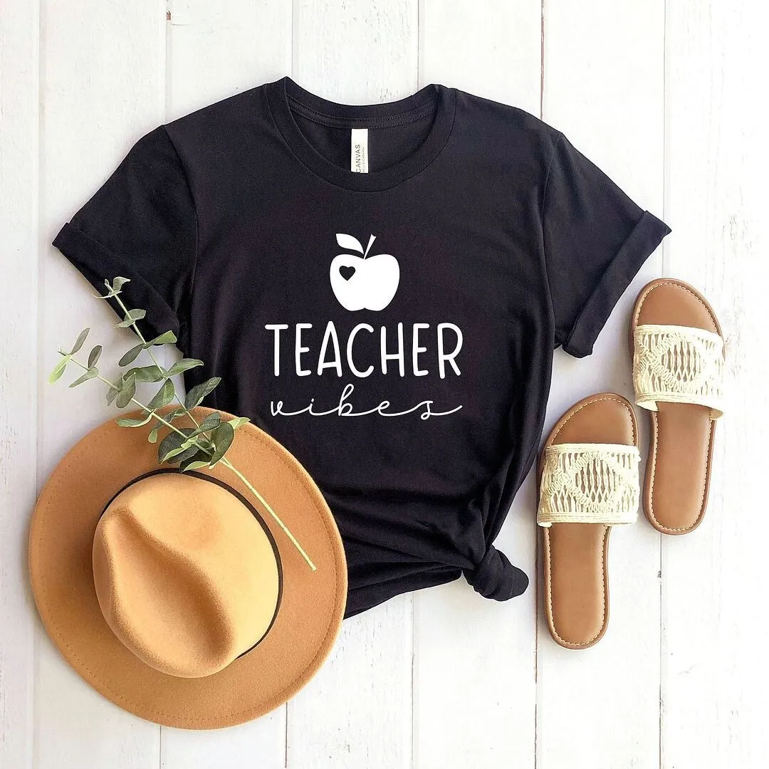 Teacher Vibes Cursive Apple Short Sleeve Tee sold by Zulily