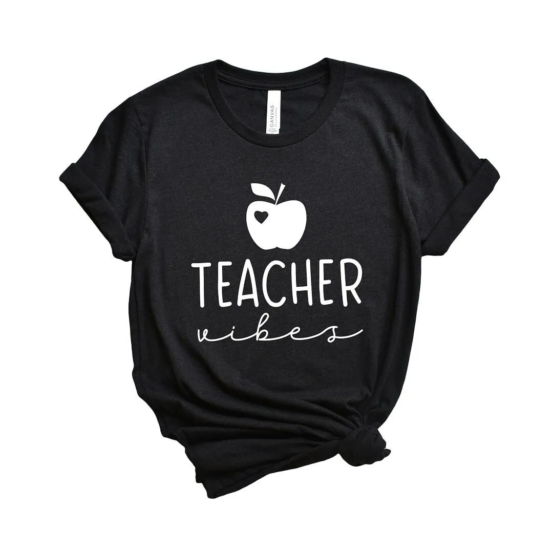 Teacher Vibes Cursive Apple Short Sleeve Tee sold by Zulily product image thumbnail 2