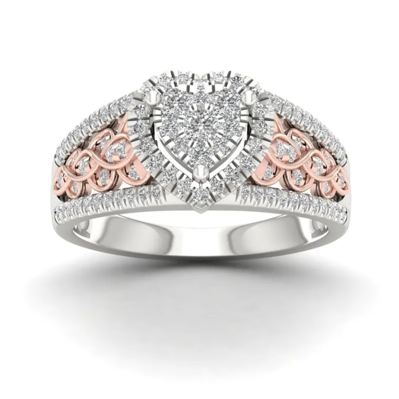 De Couer 10k Pink Two Tone White Gold 1/2ct TDW Diamond Cluster Engagement Ring sold by Zulily
