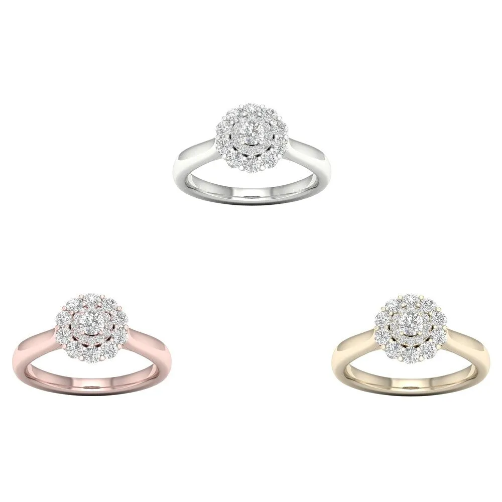 De Couer 14k Gold 3/4ct TDW Diamond Halo Ring sold by Zulily