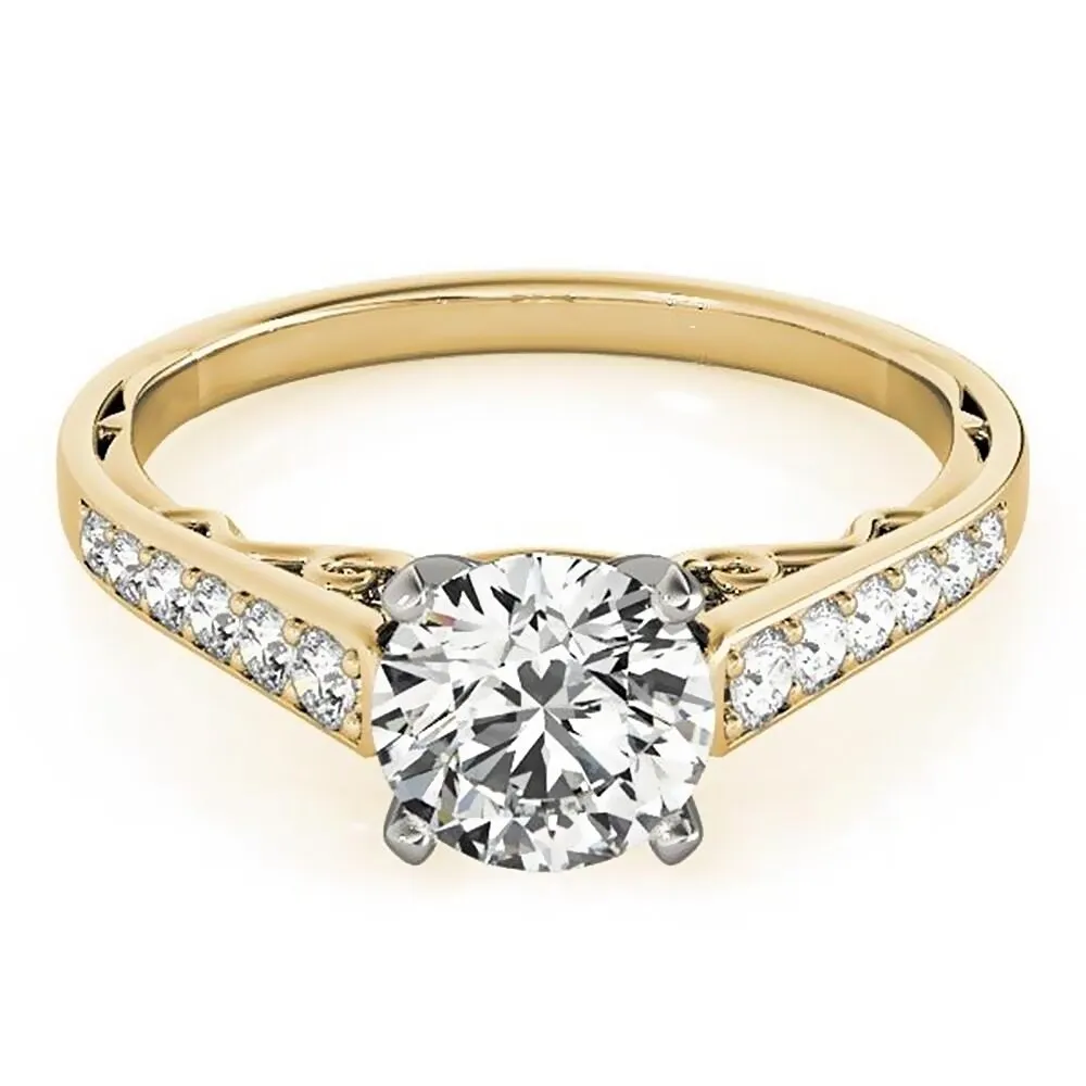 Auriya 1ct Round Brilliant Moissanite and 1/4ctw Diamond Engagement Ring 14K Gold sold by Zulily product image thumbnail 2