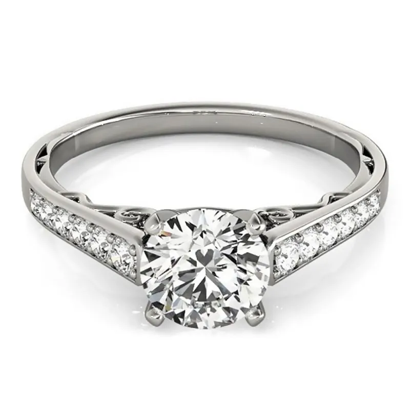 Auriya 1ct Round Brilliant Moissanite and 1/4ctw Diamond Engagement Ring 14K Gold sold by Zulily