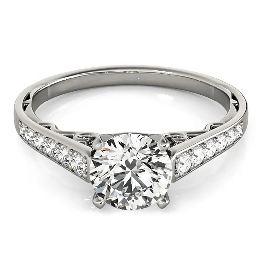 Auriya 1ct Round Brilliant Moissanite and 1/4ctw Diamond Engagement Ring 14K Gold sold by Zulily