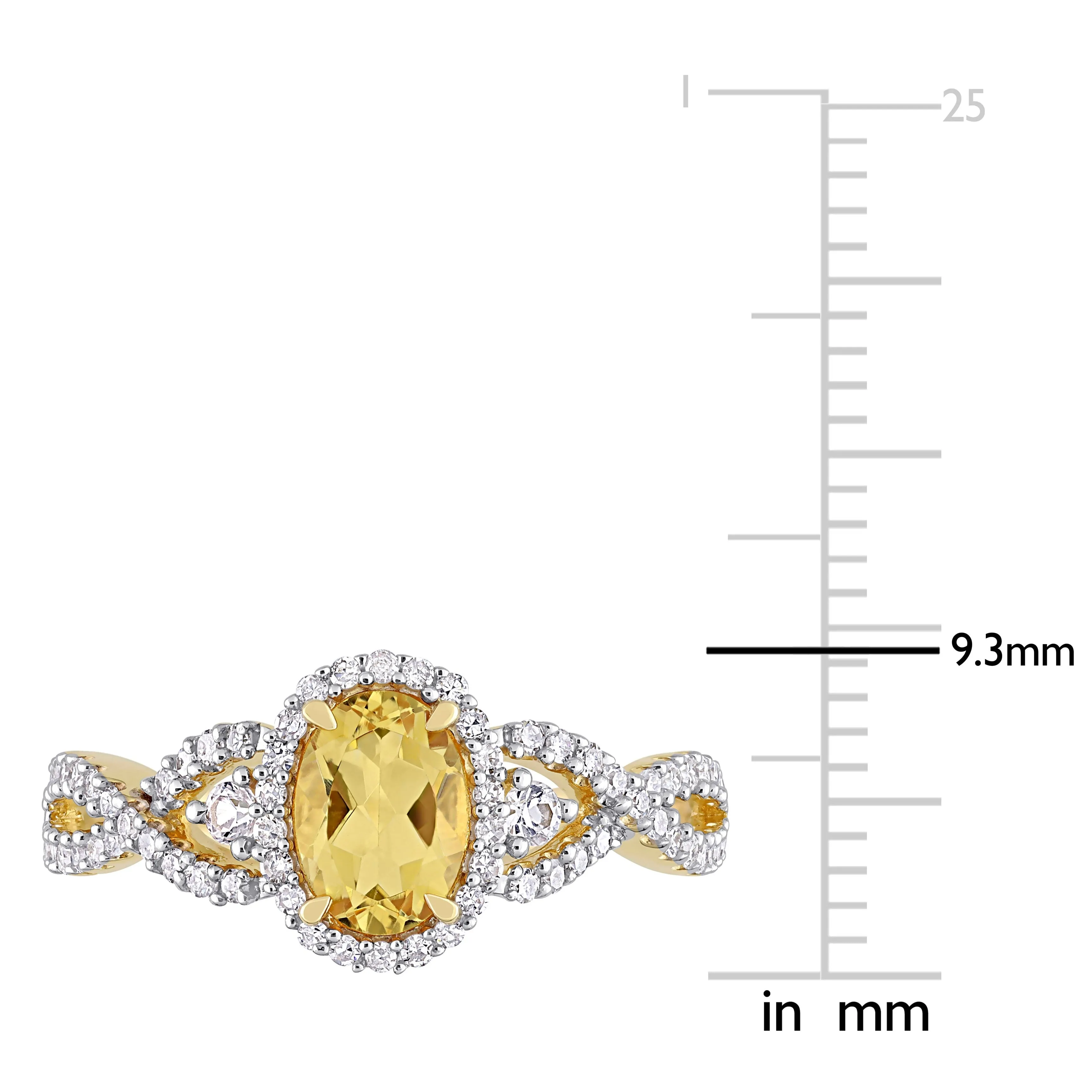 Miadora 3/4ct TGW Citrine White Sapphire and 1/3ct TW Diamond Halo Ring in 10k Yellow Gold sold by Zulily product image thumbnail 3