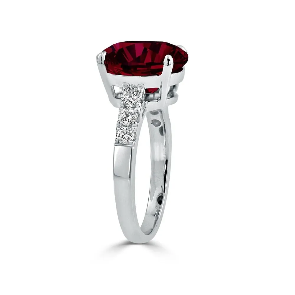Auriya 6 1/2ct Oval-cut Red Ruby and Diamond Ring 3/8ctw 18K Gold sold by Zulily product image thumbnail 3