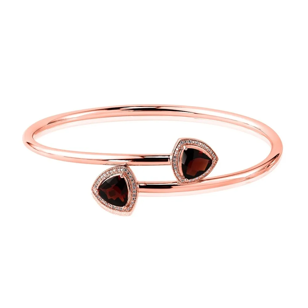 Auriya 3 3/4ct Trillion-Cut Red Garnet Gold over Silver Bangle Bracelet with Diamond Accents sold by Zulily product image thumbnail 3