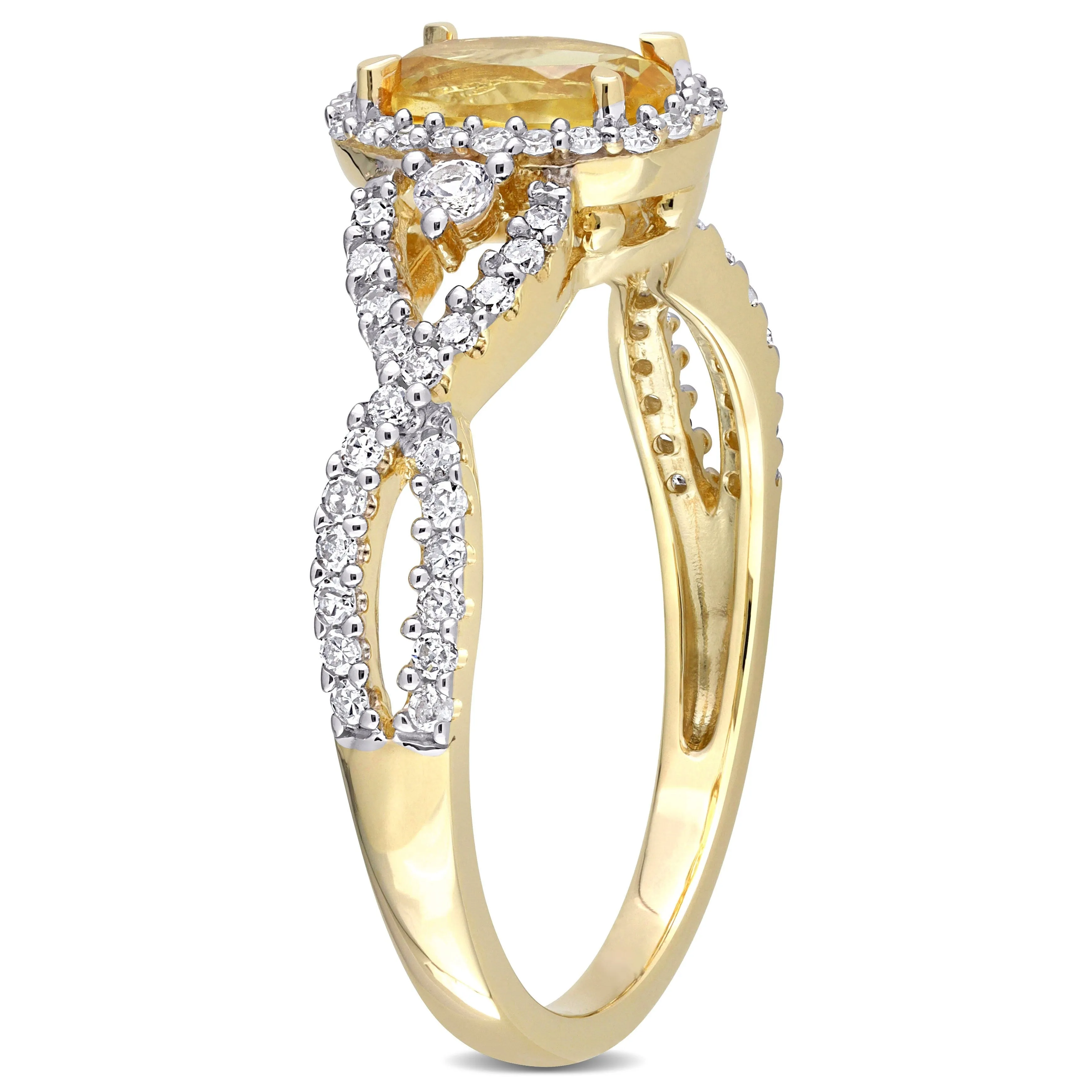 Miadora 3/4ct TGW Citrine White Sapphire and 1/3ct TW Diamond Halo Ring in 10k Yellow Gold sold by Zulily product image thumbnail 2