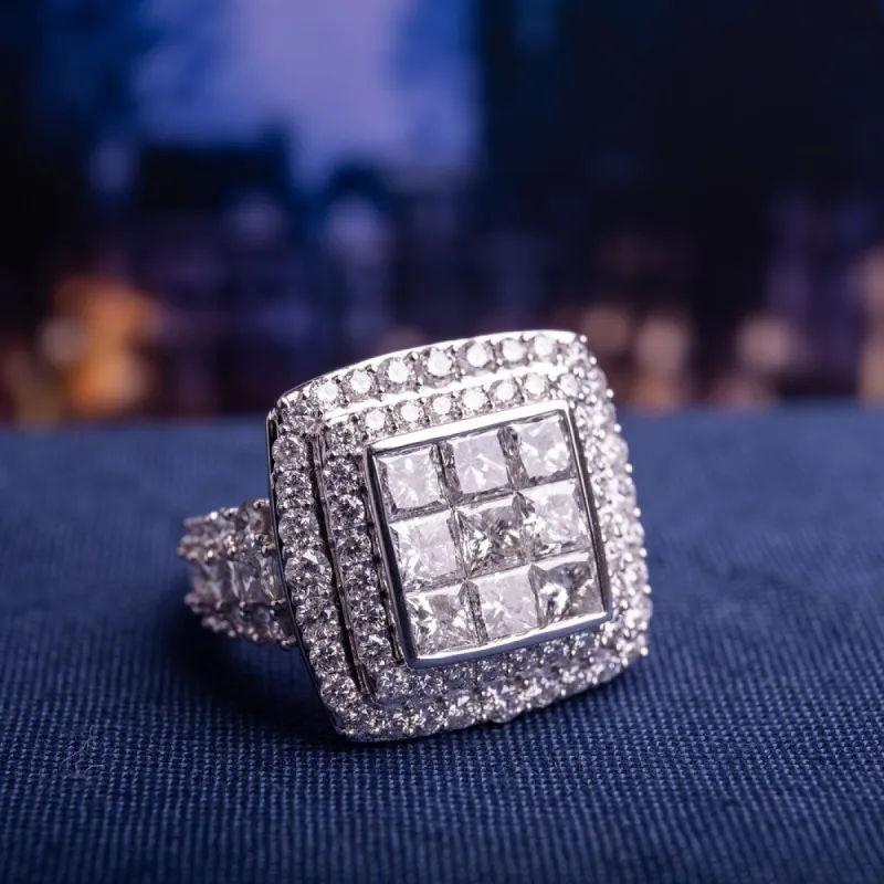 Miadora Signature Collection 14k White Gold 5ct TDW Diamond Cluster Double Halo Engagement Ring sold by Zulily