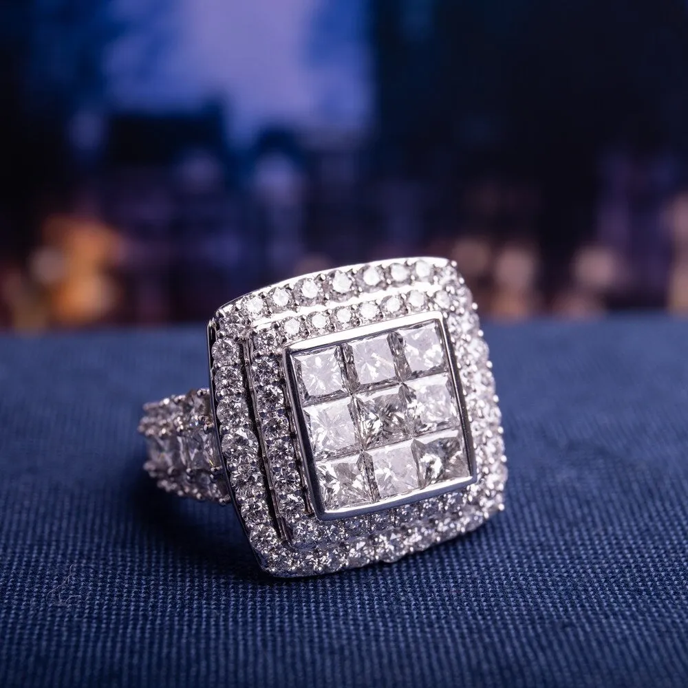 Miadora Signature Collection 14k White Gold 5ct TDW Diamond Cluster Double Halo Engagement Ring sold by Zulily