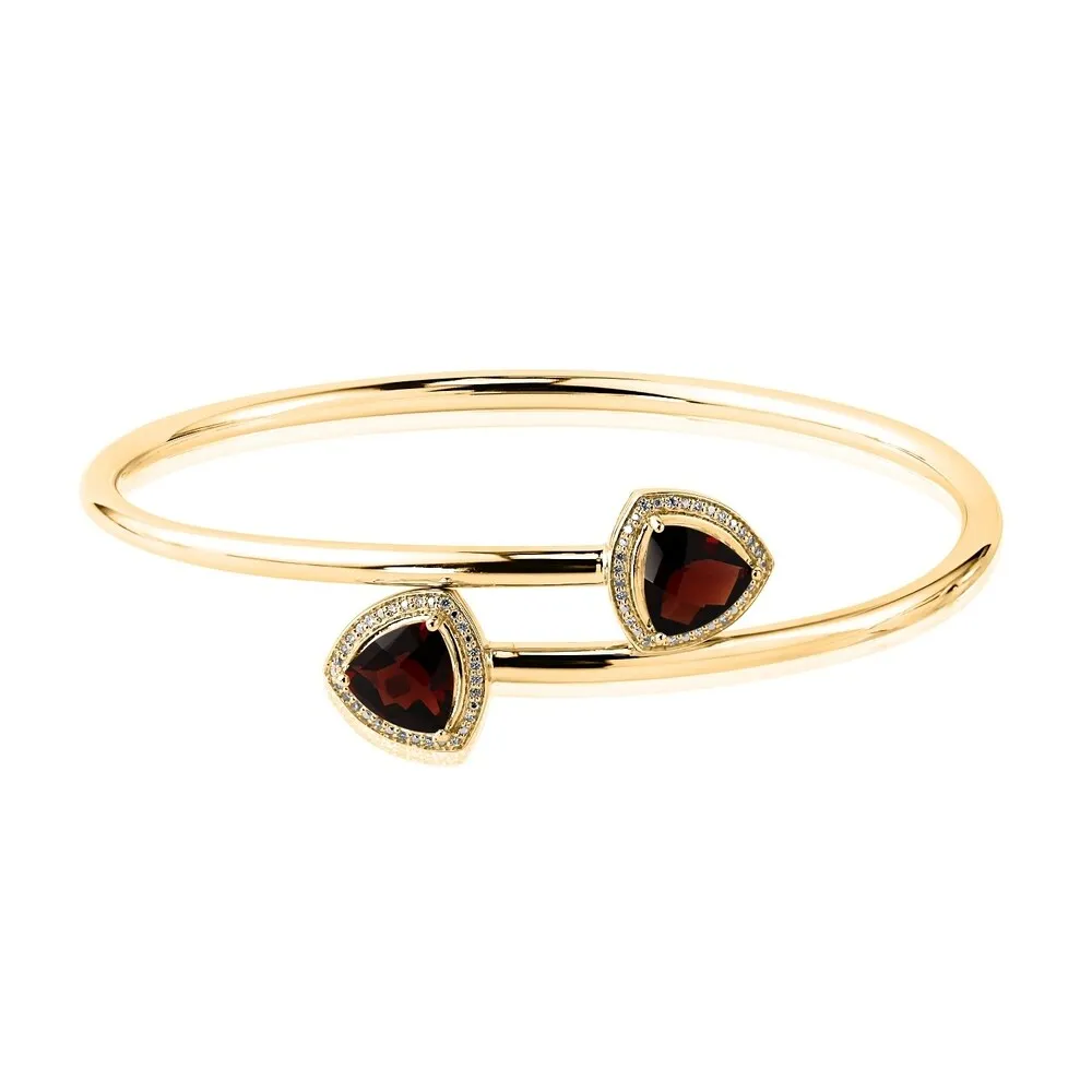 Auriya 3 3/4ct Trillion-Cut Red Garnet Gold over Silver Bangle Bracelet with Diamond Accents sold by Zulily product image thumbnail 2