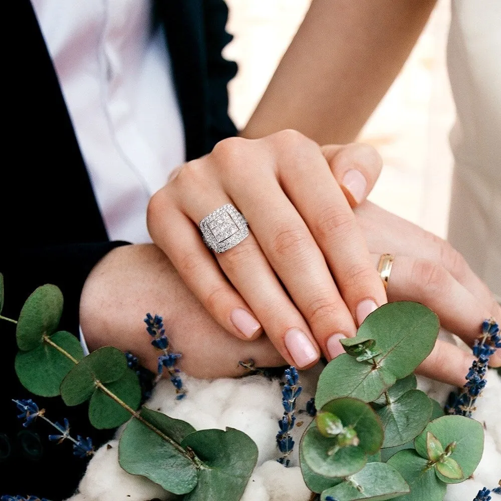 Miadora Signature Collection 14k White Gold 5ct TDW Diamond Cluster Double Halo Engagement Ring sold by Zulily product image thumbnail 5