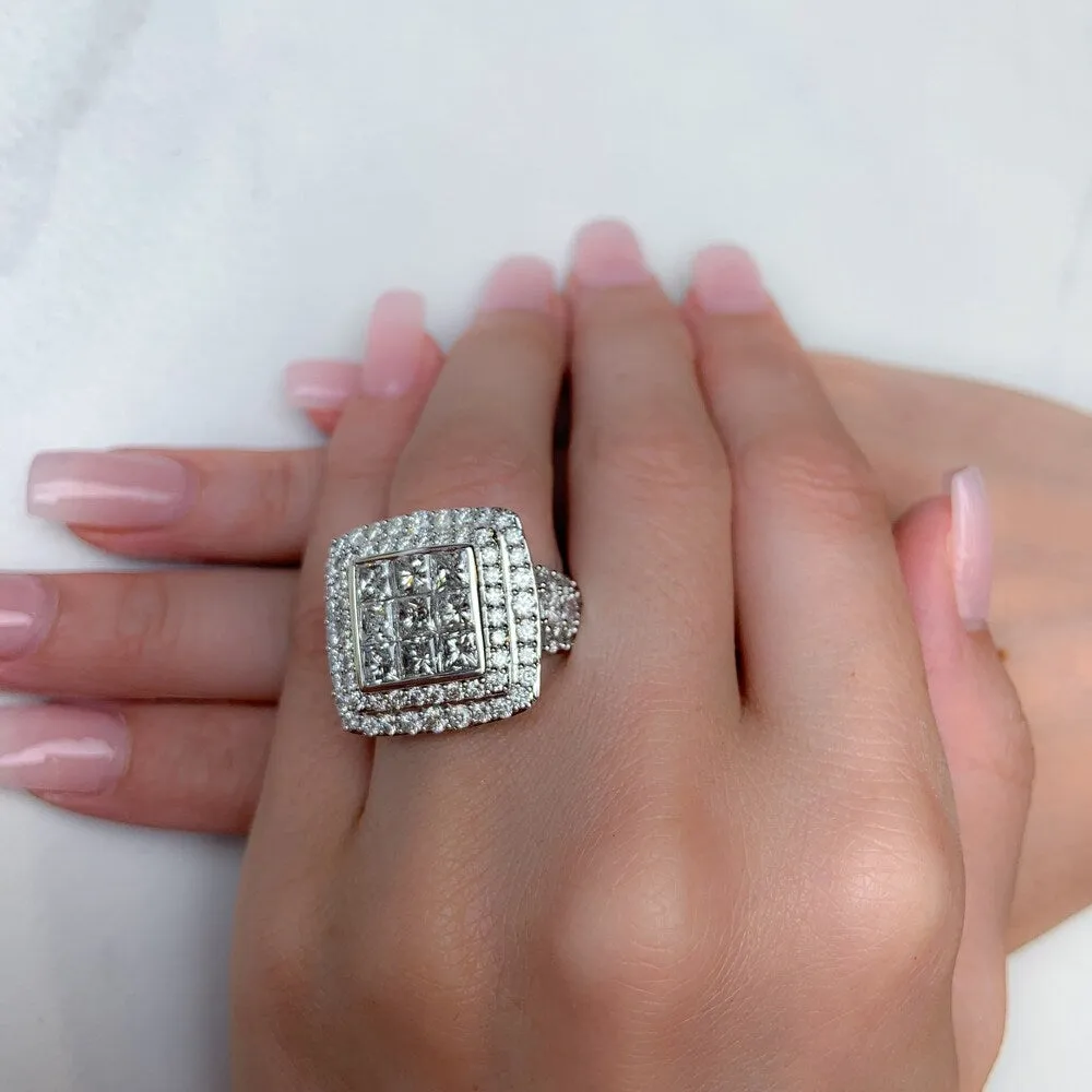 Miadora Signature Collection 14k White Gold 5ct TDW Diamond Cluster Double Halo Engagement Ring sold by Zulily product image thumbnail 2