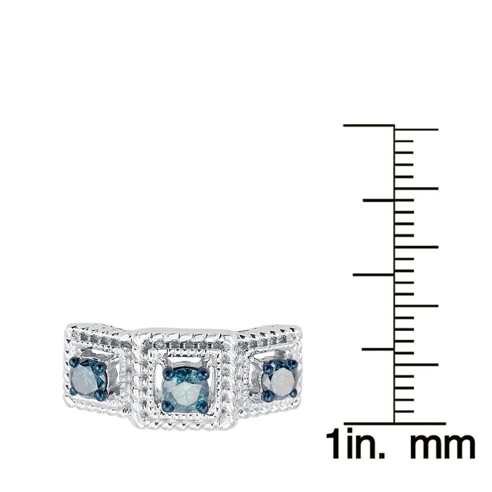 Sterling Silver 1/2ct TDW Blue Diamond 3- Stone Ring sold by Zulily product image thumbnail 3
