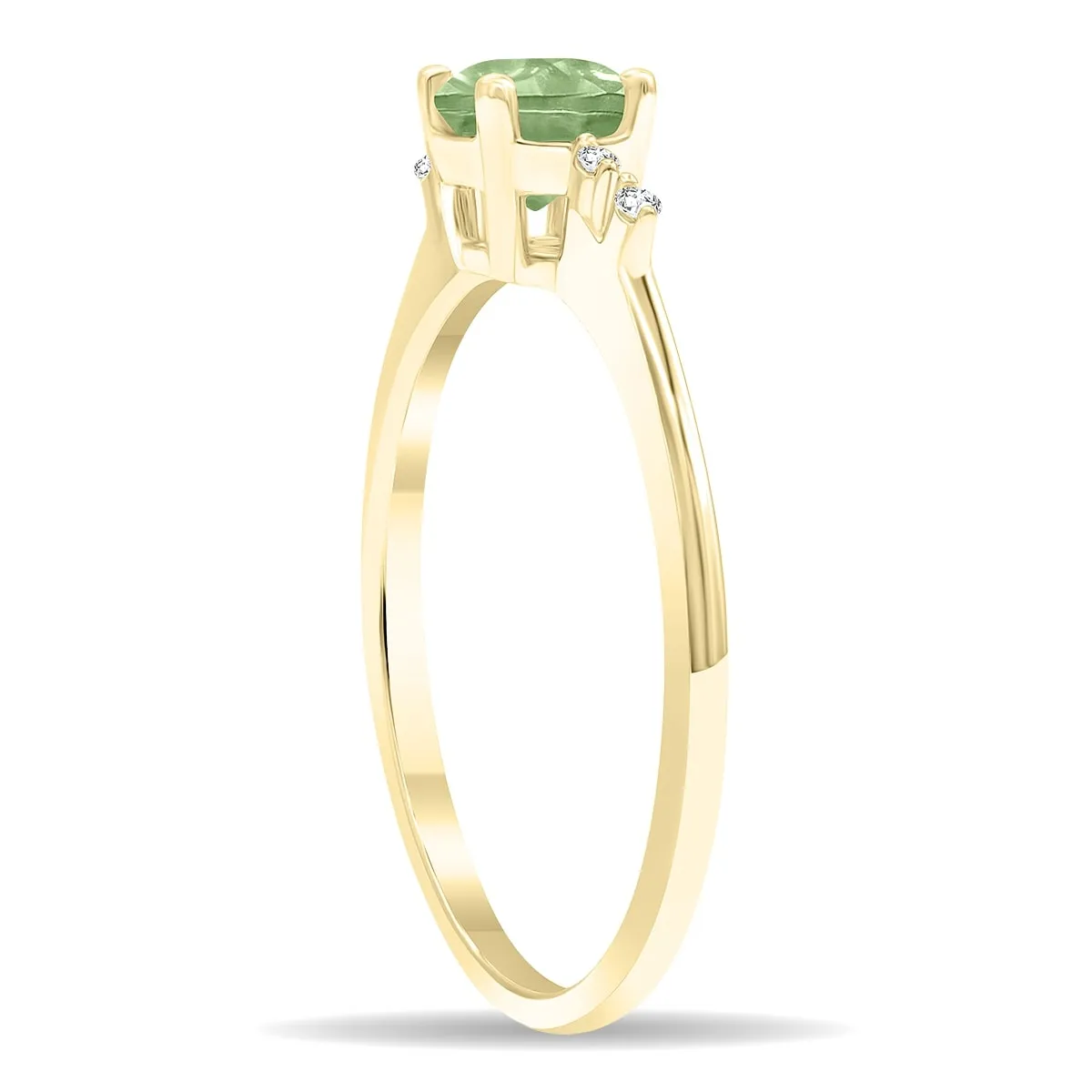 Women's Round Shaped Green Amethyst and Diamond Sparkle Ring in 10K Yellow Gold sold by Zulily product image thumbnail 2