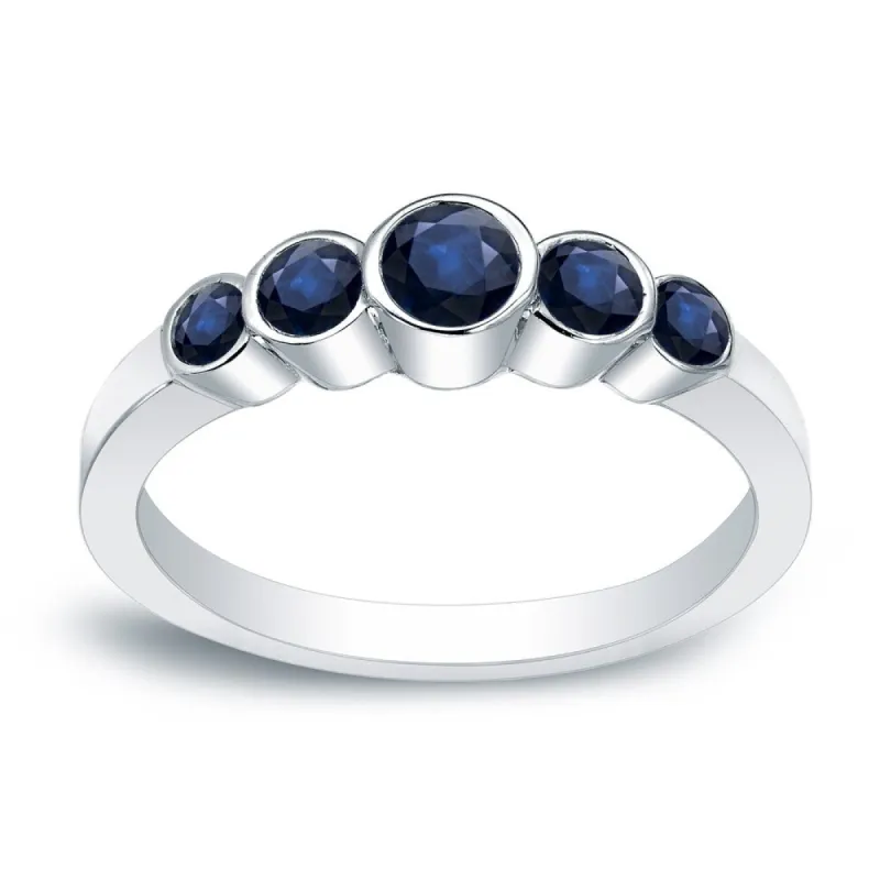 Auriya 1/2ct 5-stone Blue Sapphire Anniversary Band Bezel-set 14k Gold sold by Zulily