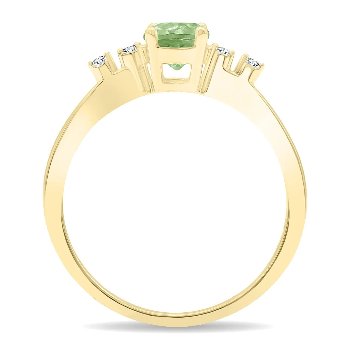 Women's Round Shaped Green Amethyst and Diamond Sparkle Ring in 10K Yellow Gold sold by Zulily product image thumbnail 3