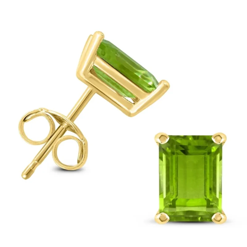 14K Yellow Gold 7x5MM Emerald Shaped Peridot Earrings sold by Zulily