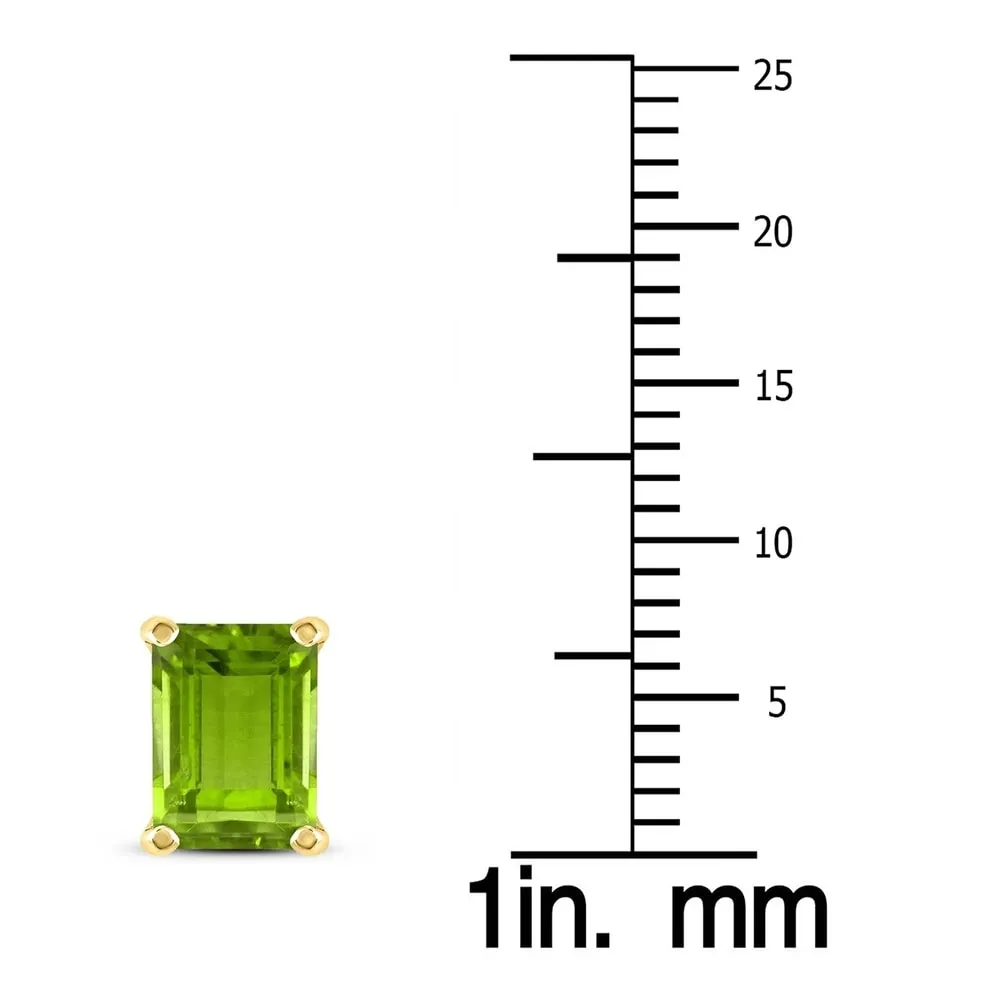 14K Yellow Gold 7x5MM Emerald Shaped Peridot Earrings sold by Zulily product image thumbnail 2