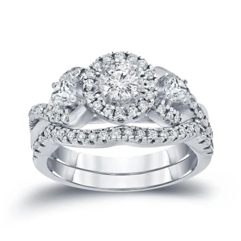 14k Gold 3/4ct TDW Braided Infinity Inspired Diamond Halo Engagement Ring Set by Auriya sold by Zulily