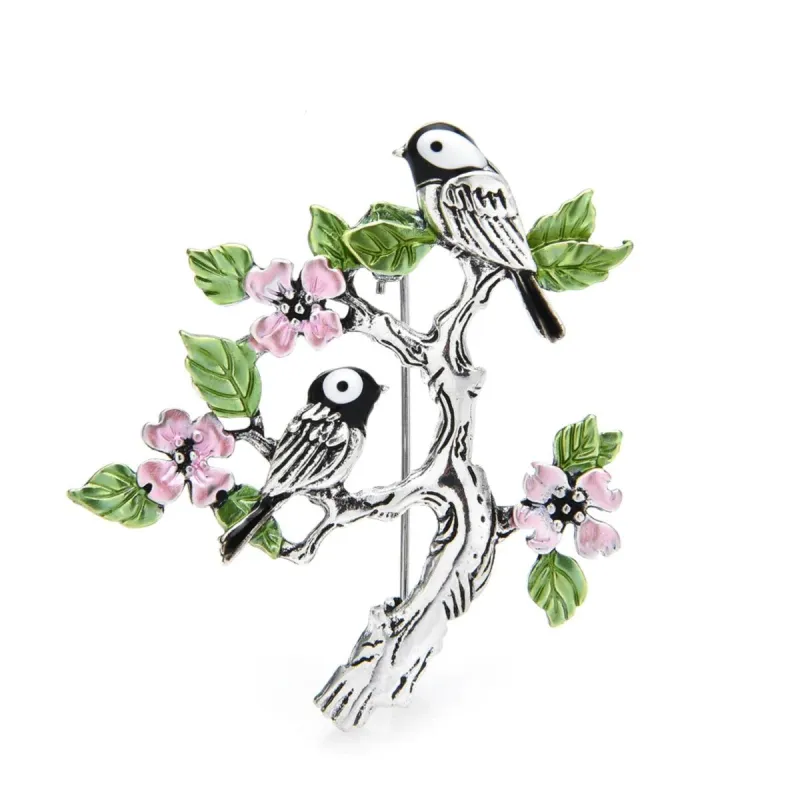Don't AsK Charming Bird Pair on Blossom Branch Brooch sold by Zulily