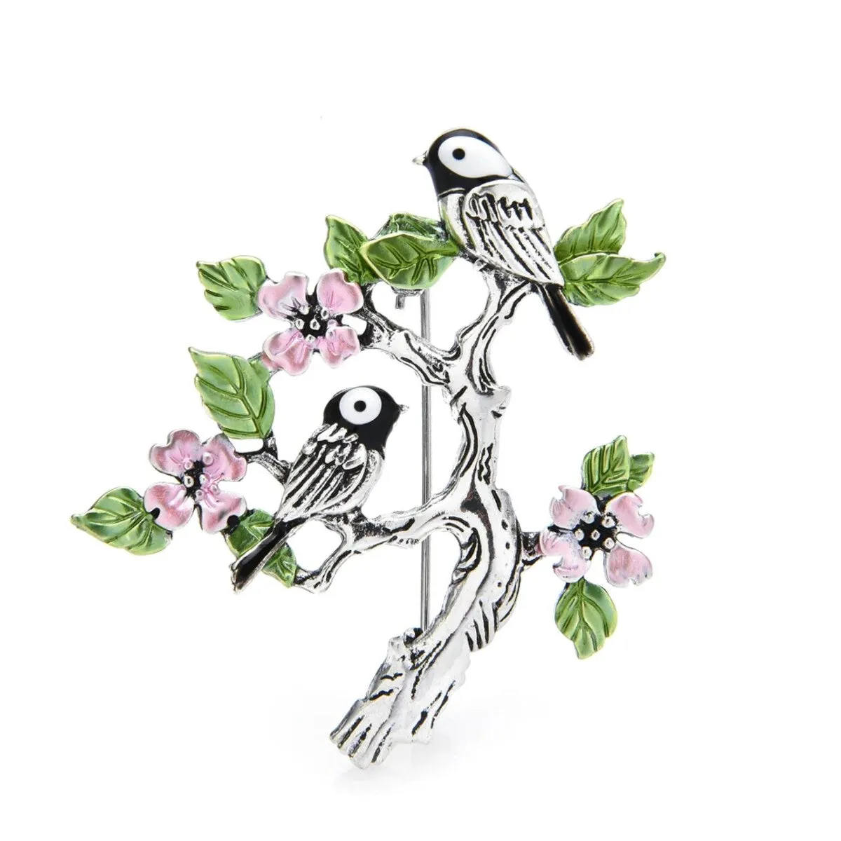 Don't AsK Charming Bird Pair on Blossom Branch Brooch sold by Zulily