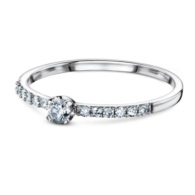 Annello by Kobelli 10k White Gold 1/16ct.tw Low Petite Diamond Promise Ring sold by Zulily