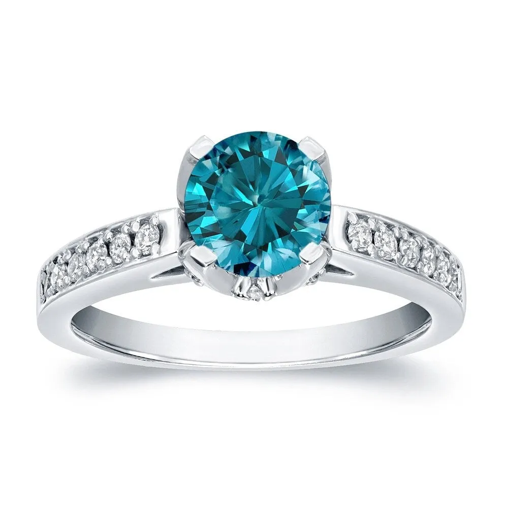 Auriya 14k Gold 1 1/3ctw Round Blue Diamond Engagement Ring sold by Zulily