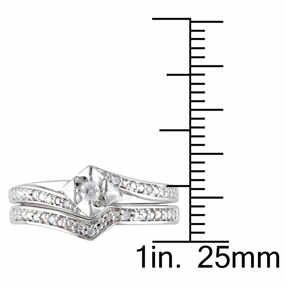 Miadora Sterling Silver 1/10ct TDW Diamond Bridal Set sold by Zulily product image thumbnail 4