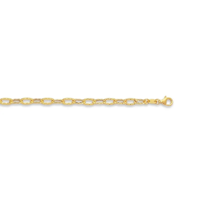 Curata 14k Yellow Gold 10" Shiny Flat Hammered Oval Link Chain Anklet sold by Zulily