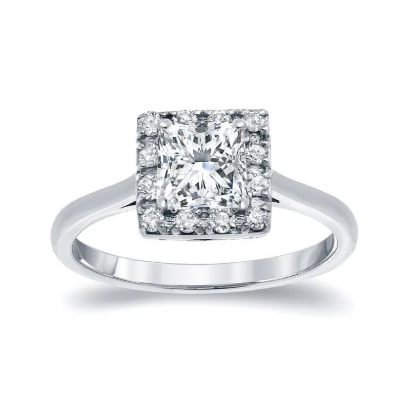 Auriya Platinum 1ct TDW Princess Cut Diamond Halo Engagement Ring sold by Zulily