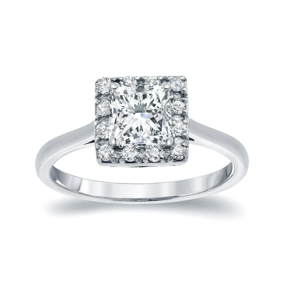 Auriya Platinum 1ct TDW Princess Cut Diamond Halo Engagement Ring sold by Zulily