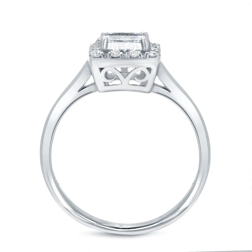 Auriya Platinum 1ct TDW Princess Cut Diamond Halo Engagement Ring sold by Zulily product image thumbnail 3