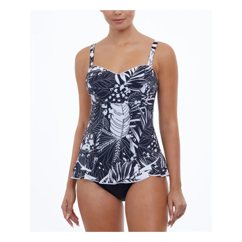 Gottex Women's Tummy Control Ruffled Fixed Cups Sweetheart Adjustable Marbella Swimdress Black Size 8 sold by Zulily