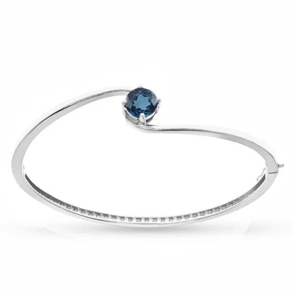 Sterling Silver London Blue Topaz Solitaire Bangle Bracelet sold by Zulily
